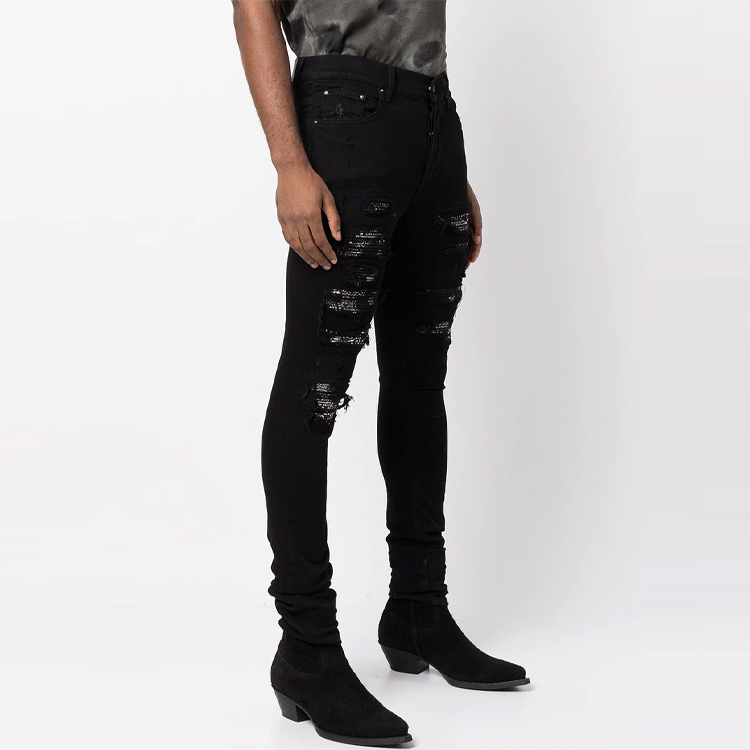 Purchase AMIRI FW21 黑色做旧修身牛仔裤 MDS061-001