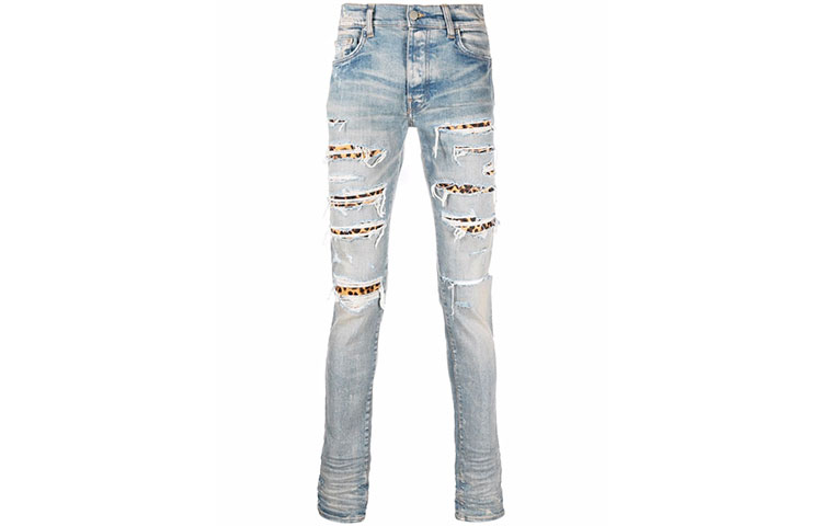 AMIRI FW21 Leopard Patch Skinny Jeans Blue  秋季 Collection MDS105-408