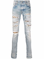 AMIRI FW21 Leopard Patch Skinny Jeans Blue 秋季 Collection MDS105-408 AMIRI FW21 Leopard Patch Skinny Jeans Blue 秋季 Collection MDS105-408