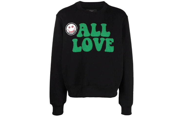 AMIRI FW21 Letter Print Solid Long Sleeve Sweatshirt Men’s Black MJGC001-001