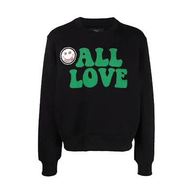 AMIRI FW21 Letter Print Solid Long Sleeve Sweatshirt Men’s Black MJGC001-001