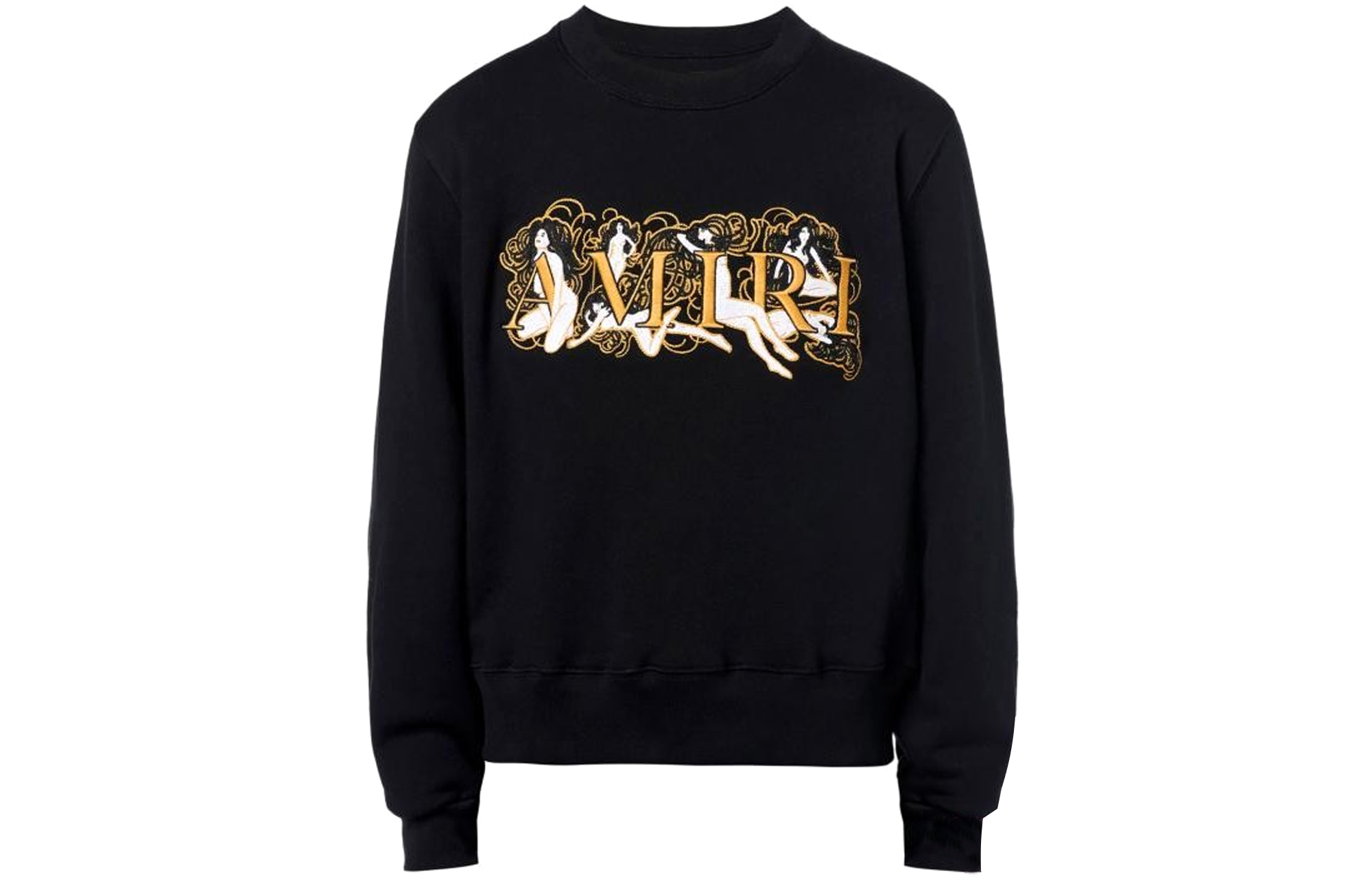 AMIRI FW21 Logo Embroidered Crewneck Oversized Sweatshirt Black MJGC009-001