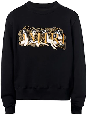 AMIRI FW21 Logo Embroidered Crewneck Oversized Sweatshirt Black MJGC009-001 Buy AMIRI FW21 Logo Embroidered Crewneck Oversized Sweatshirt Black MJGC009-001