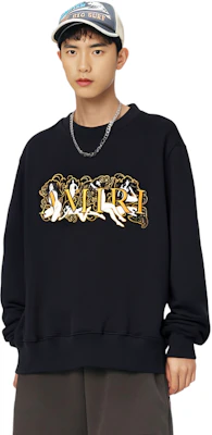 AMIRI FW21 Logo Embroidered Crewneck Oversized Sweatshirt Black MJGC009-001 Lookbook AMIRI FW21 Logo Embroidered Crewneck Oversized Sweatshirt Black MJGC009-001