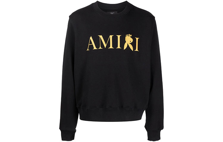 AMIRI FW21 Logo Rabbit Print Black Long Sleeve Sweatshirt Men MJGC011-024