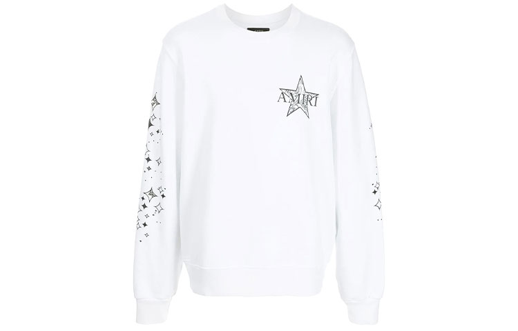 AMIRI FW21 Paisley Star White Crewneck Pullover Sweatshirt MJGC047-100