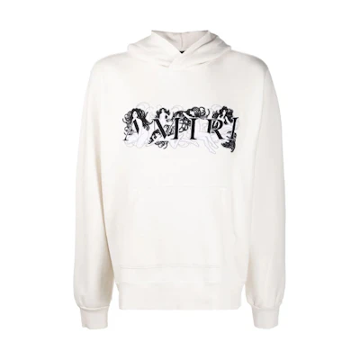 AMIRI FW21 Portrait Logo Embroidered Hoodie Unisex White Casual Pullover MJGH013128-WHT