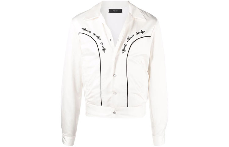 AMIRI FW21 Single-Breasted Regular Collar Western Jacket White MOS034-271