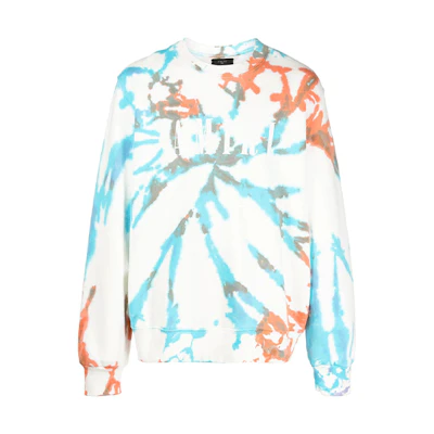 AMIRI FW21 Tie-Dye Logo Print Oversized Sweatshirt White MJGC013-491