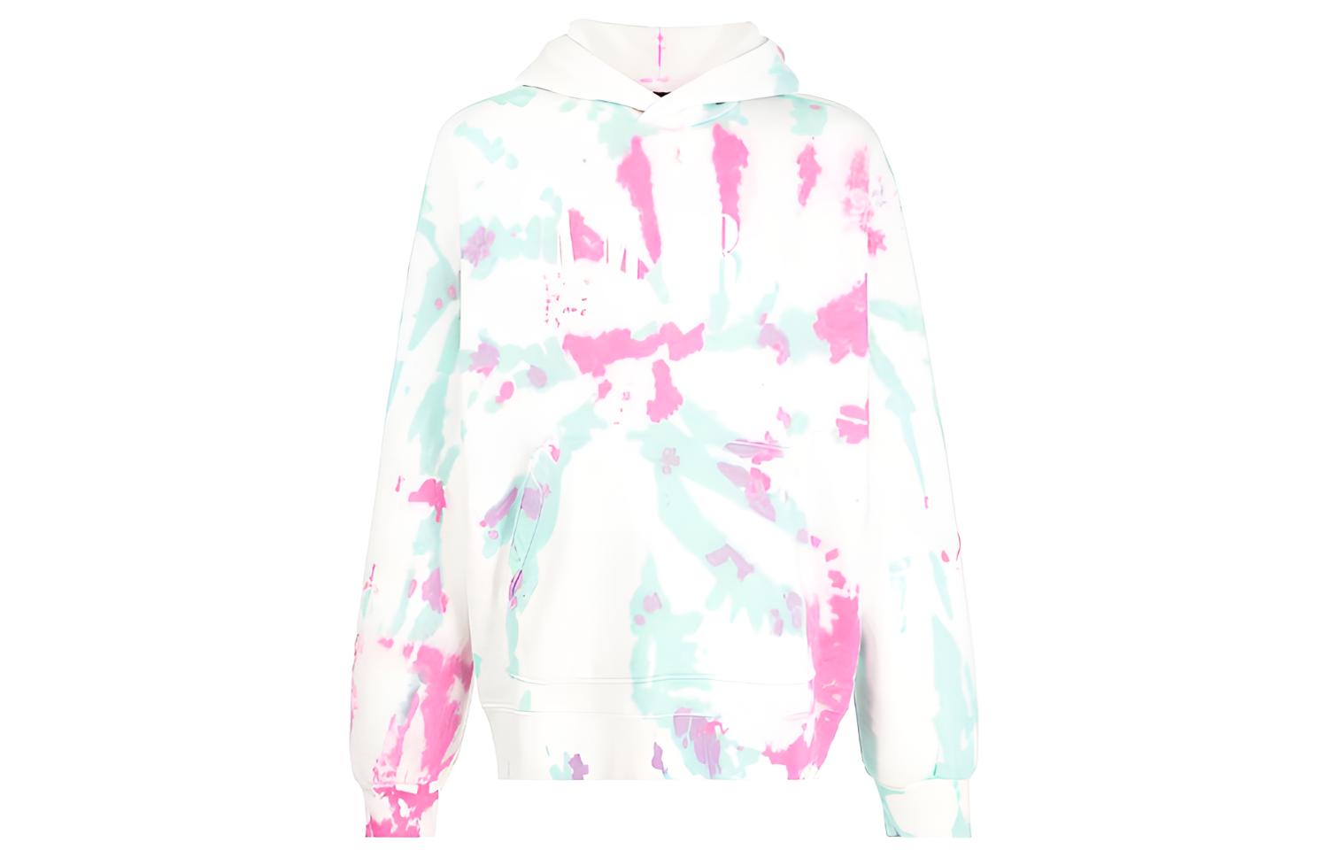 AMIRI FW21 White Tie-Dye Printed Logo Pullover Hoodie MJGH012-349
