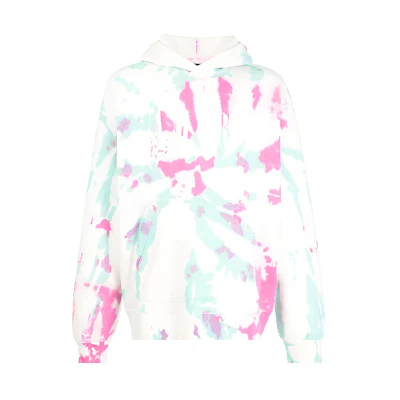 AMIRI FW21 White Tie-Dye Printed Logo Pullover Hoodie MJGH012-349