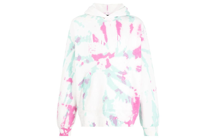 Order AMIRI FW21 White Tie-Dye Printed Logo Pullover Hoodie MJGH012-349