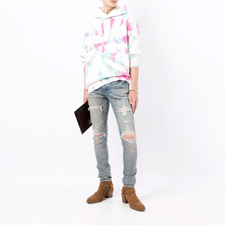 Lookbook AMIRI FW21 White Tie-Dye Printed Logo Pullover Hoodie MJGH012-349