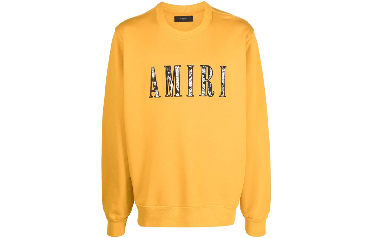 AMIRI FW21 Yellow Pullover Sweatshirt with Logo Graphic MJGC014-731