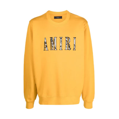 AMIRI FW21 Yellow Pullover Sweatshirt with Logo Graphic MJGC014-731