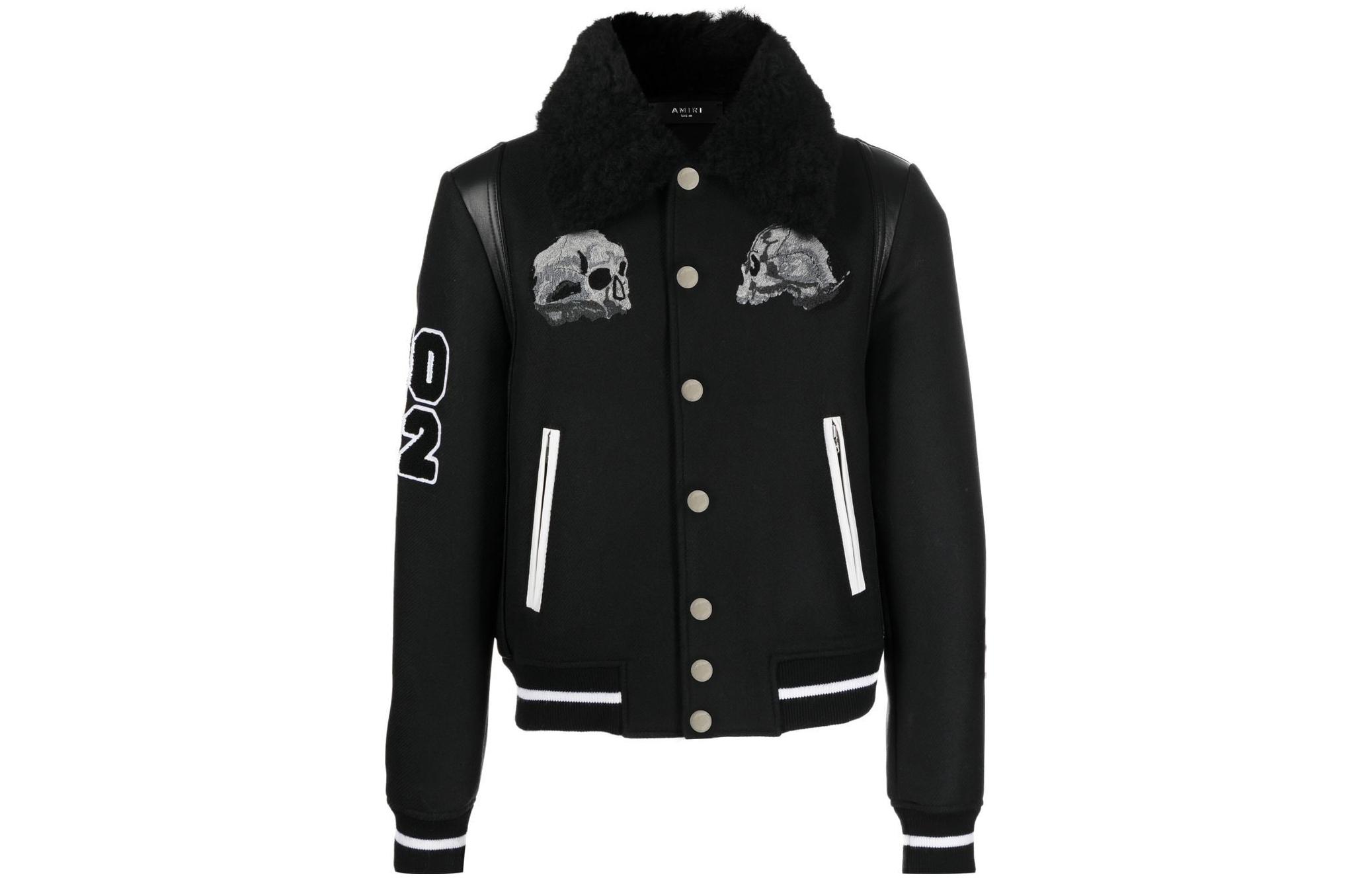 AMIRI FW22  Black Baseball Collar Button-Up Jacket. AW22MKL007-001