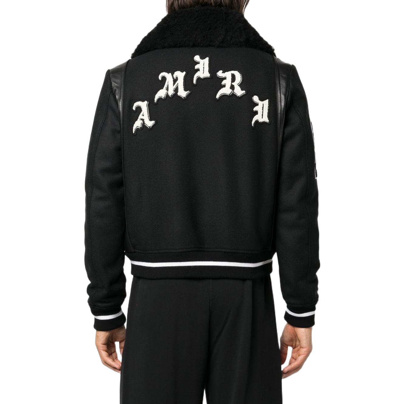 Shop AMIRI FW22 黑色棒球領扣襟外套. AW22MKL007-001