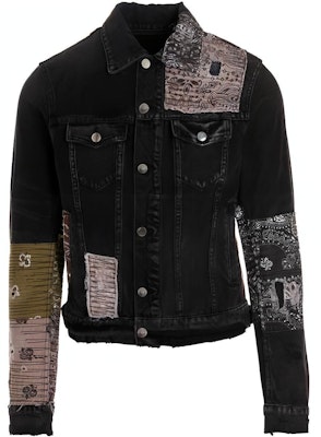 AMIRI FW22 ブラック ディストレッスド パッチワーク ショート デニム ジャケット. MDT005-023 Buy AMIRI FW22 ブラック ディストレッスド パッチワーク ショート デニム ジャケット. MDT005-023