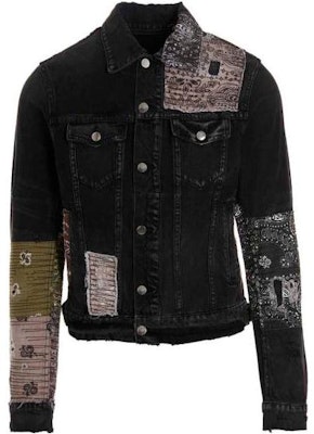 AMIRI FW22 ブラック ディストレッスド パッチワーク ショート デニム ジャケット. MDT005-023 Order AMIRI FW22 ブラック ディストレッスド パッチワーク ショート デニム ジャケット. MDT005-023