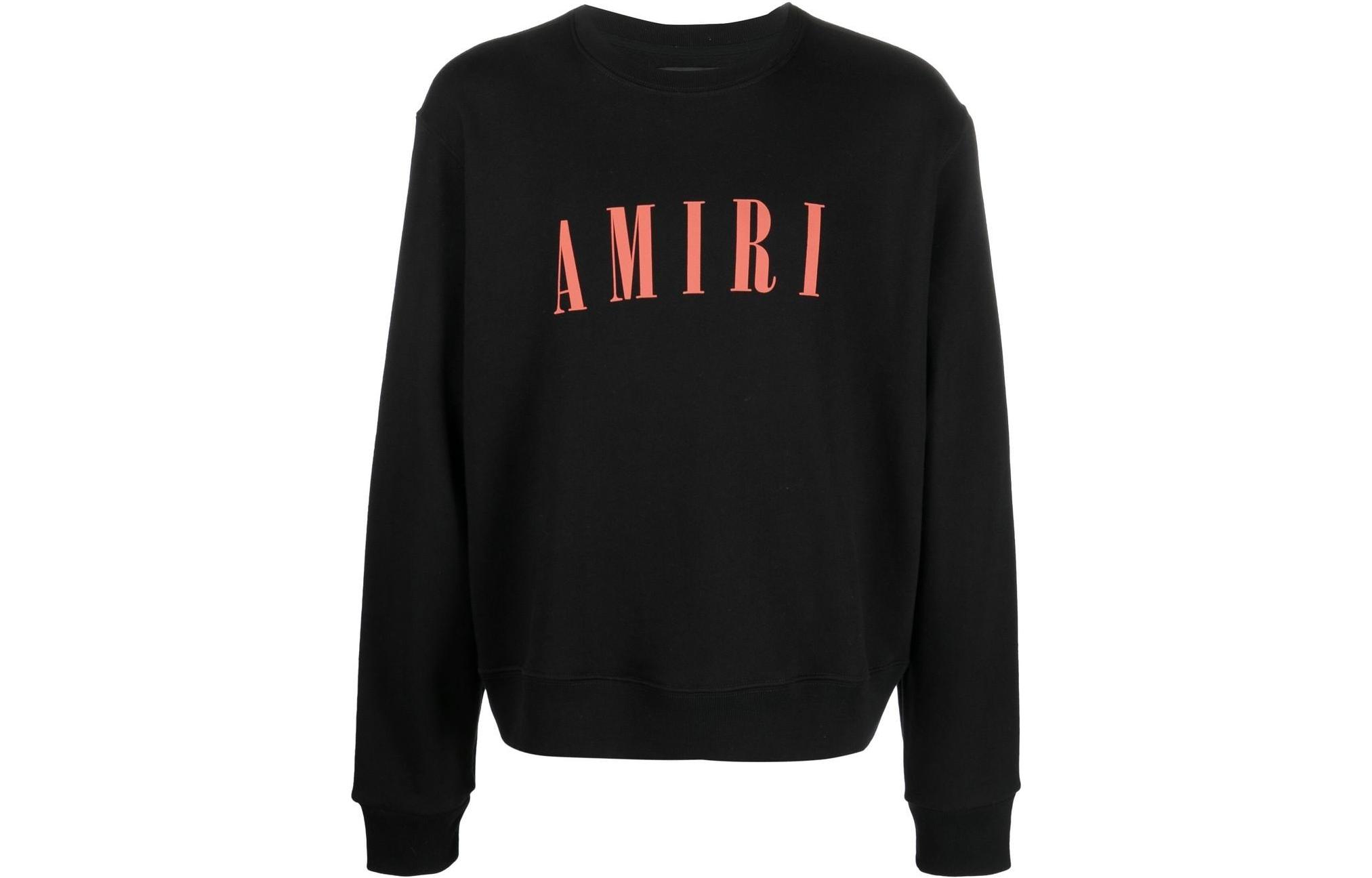 Order AMIRI FW22 Black Logo Crewneck Lengan Panjang Sweater. AW22MJL004009