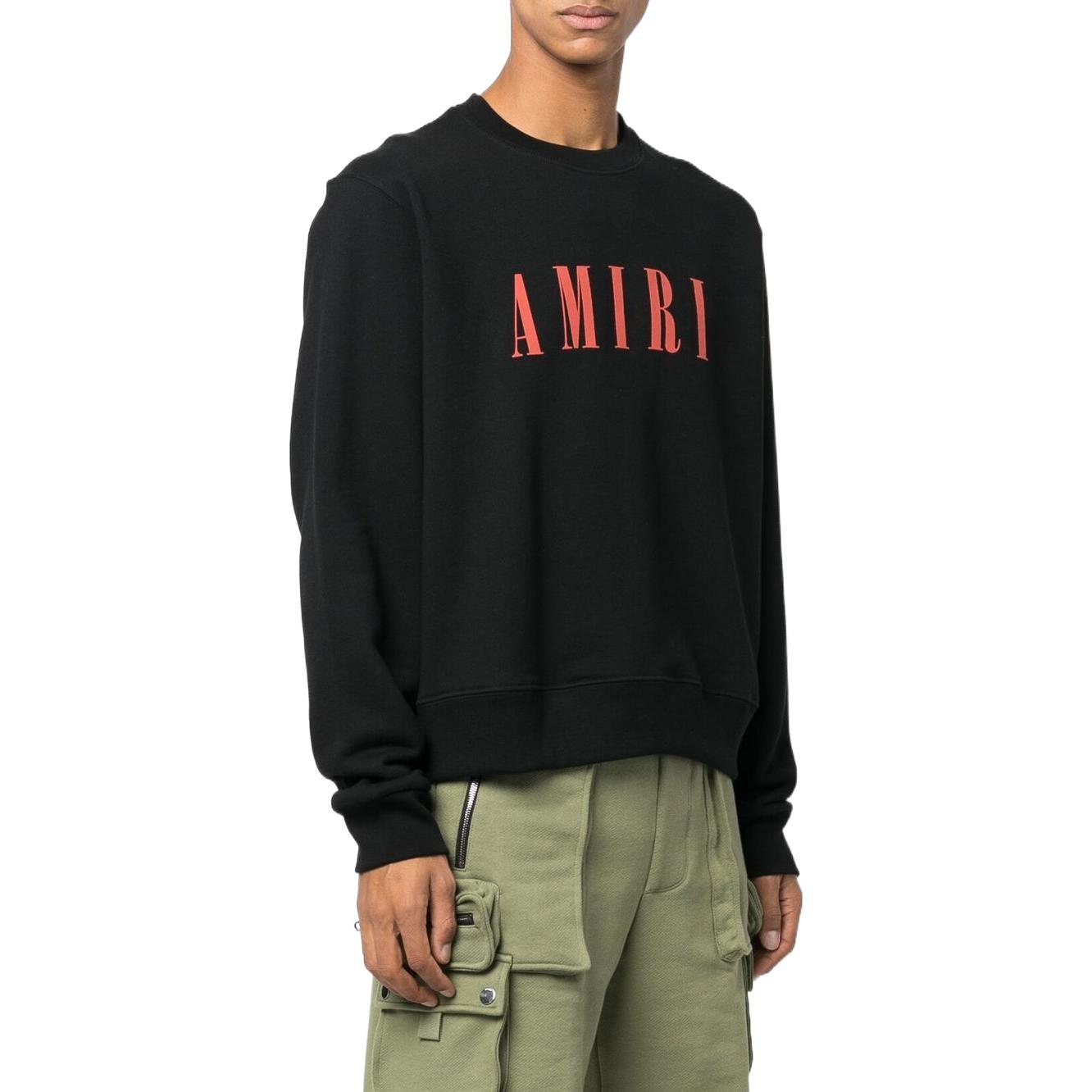 Shop AMIRI FW22 Black Logo Crewneck Lengan Panjang Sweater. AW22MJL004009
