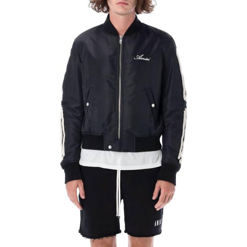 Shop AMIRI FW22 黑色標誌棒球外套秋季系列 PF22MOS008NS-001