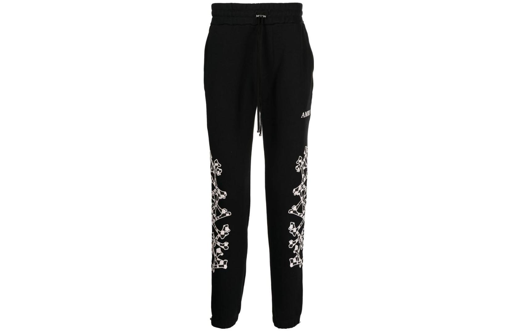 Order AMIRI FW22 黑色側標直筒抽繩針織運動長褲 AW22MJG015-001