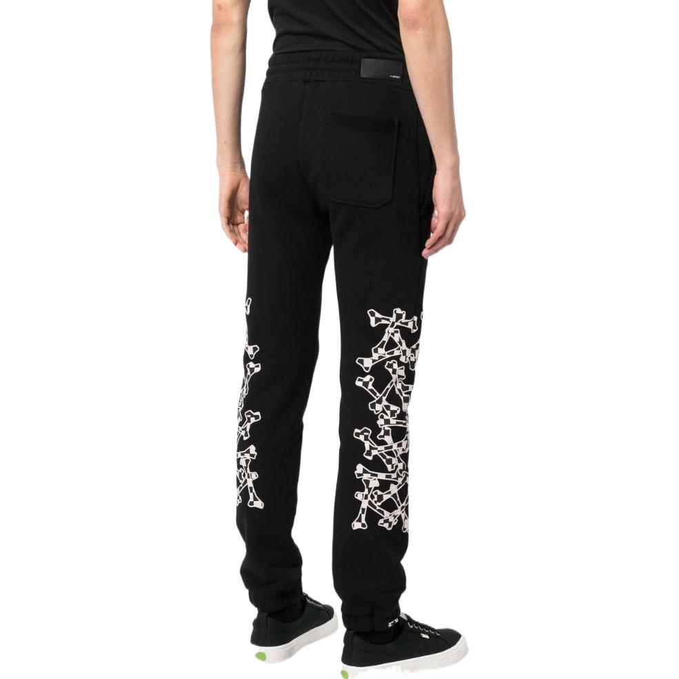 Shop AMIRI FW22 黑色側標直筒抽繩針織運動長褲 AW22MJG015-001