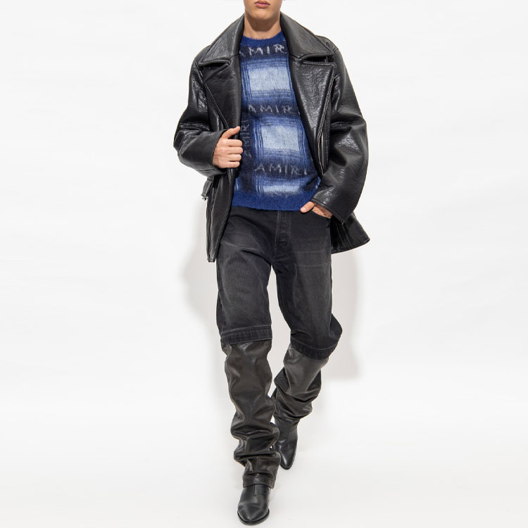 Lookbook AMIRI FW22 藍色字母印花針織圓領毛衣 AW22MKL004-420