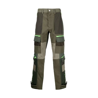 AMIRI FW22 Green Cargo Pants with Patchwork Logo Print. PF22MPF004310