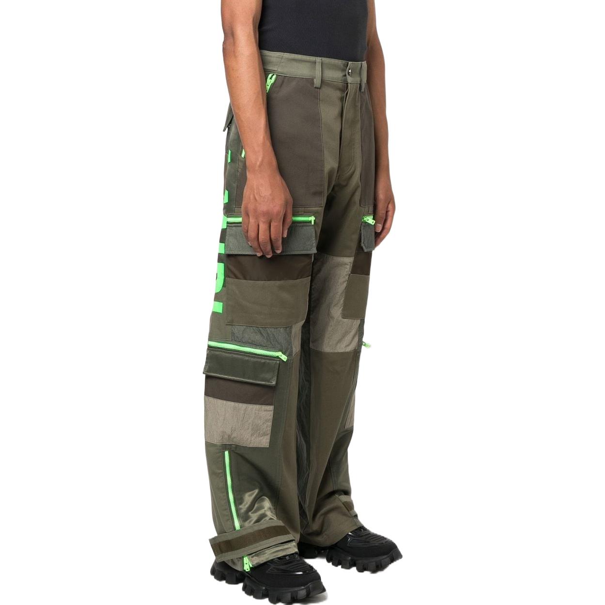 Purchase AMIRI FW22 グリーンカーゴパンツ パッチワークロゴプリント入り PF22MPF004310