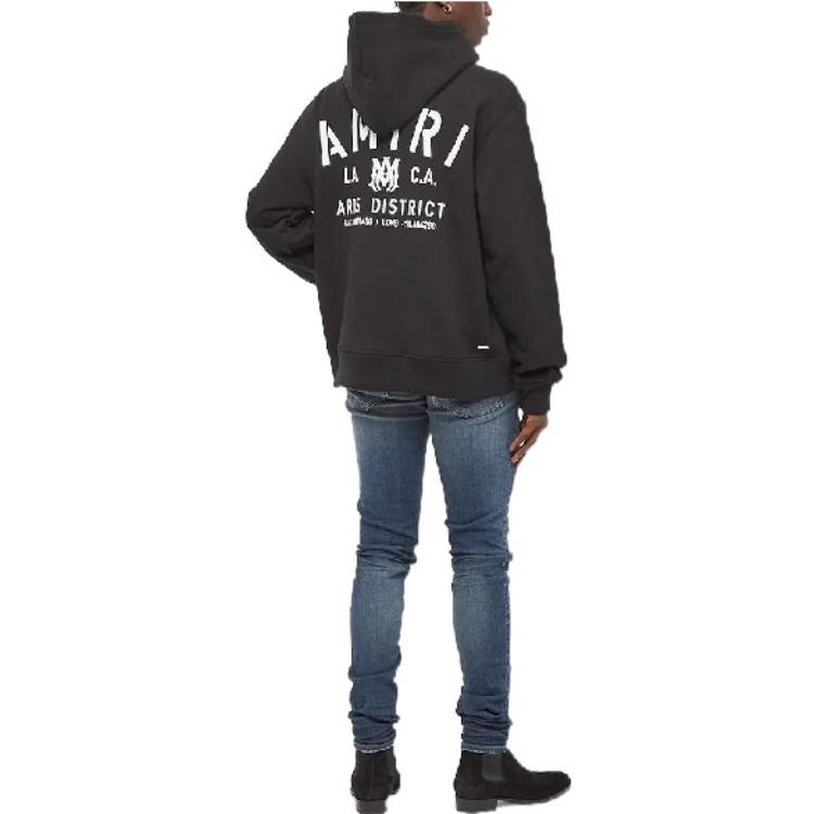 Shop AMIRI FW22 黑色寬鬆版大Logo印花連帽上衣. PF22MJH034001