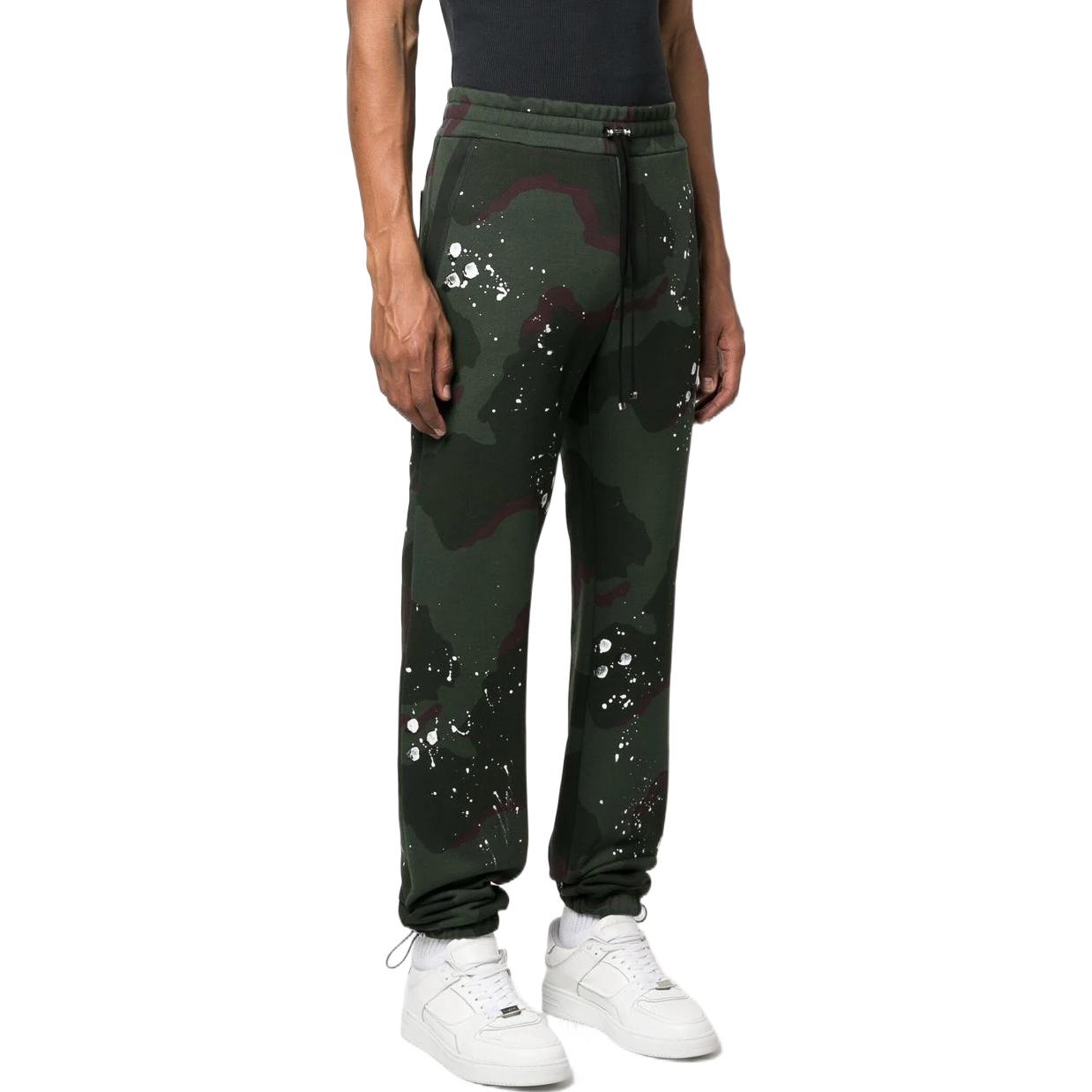 Shop AMIRI FW22 印花綁帶低腰慢跑褲 深綠色 PF22MJL046-901