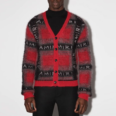 AMIRI 秋冬22 紅色V領長袖馬海毛開襟毛衣. AW22MKC012-610 Lookbook AMIRI 秋冬22 紅色V領長袖馬海毛開襟毛衣. AW22MKC012-610
