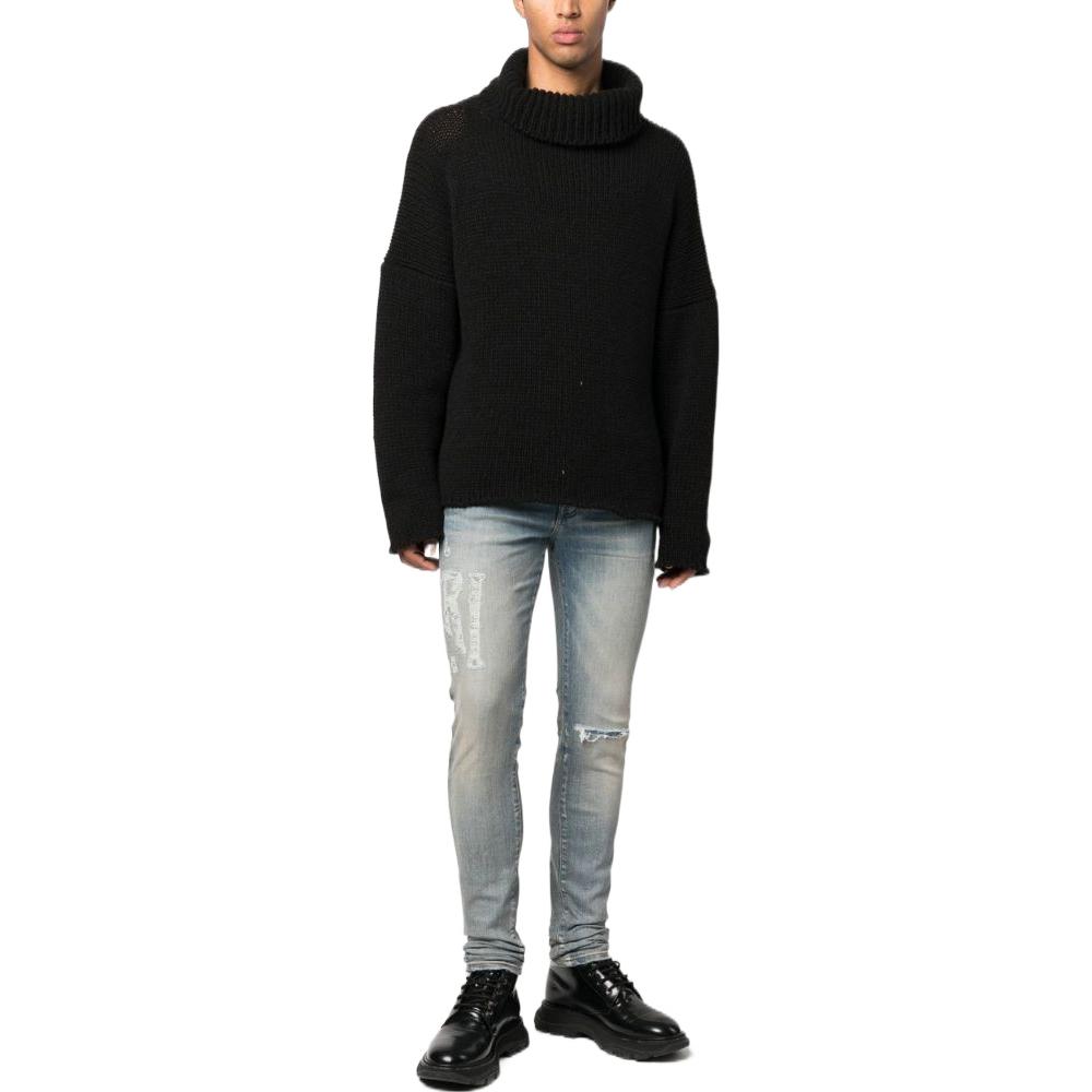 Lookbook AMIRI FW22 刺繡標誌修身藍色牛仔褲 PS23MDS007-408