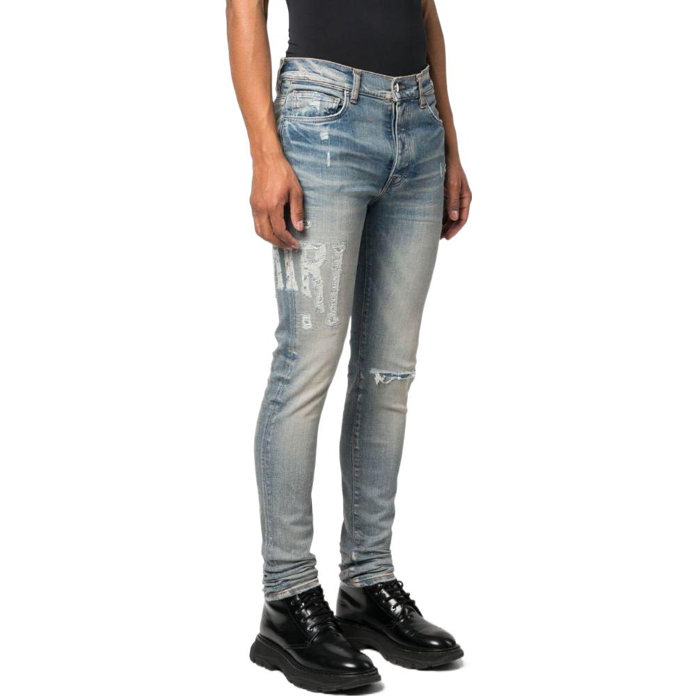 Purchase AMIRI FW22 刺繡標誌修身藍色牛仔褲 PS23MDS007-408