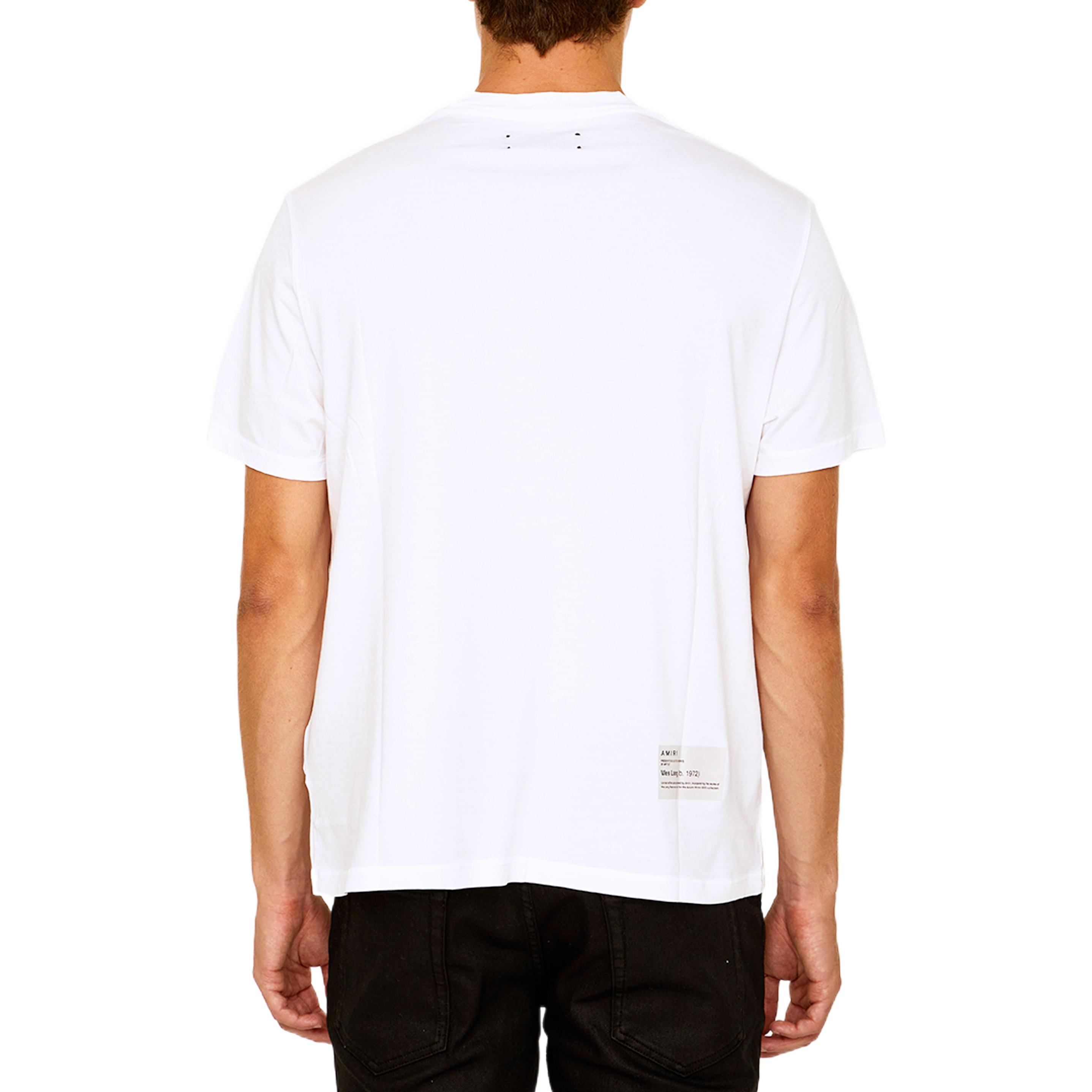 Shop AMIRI FW22 Kemeja-T Putih Logo Cetakan Lengan Pendek Lelaki. AW22MJG005100