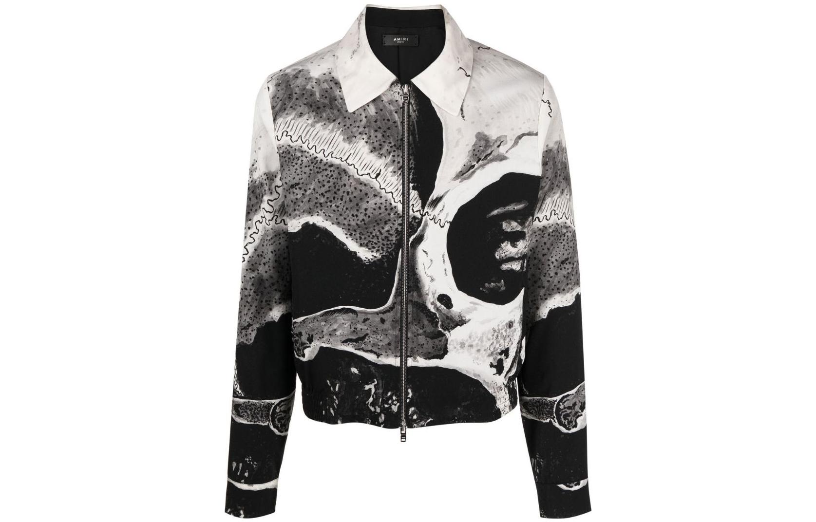 AMIRI FW22 Abstract Print Long-Sleeve Jacket Black White MJF015WOO-001