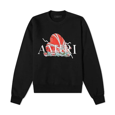 AMIRI FW22 Black Casual Sweatshirt with Heart Floral Letter Print MJLC006-STH-001