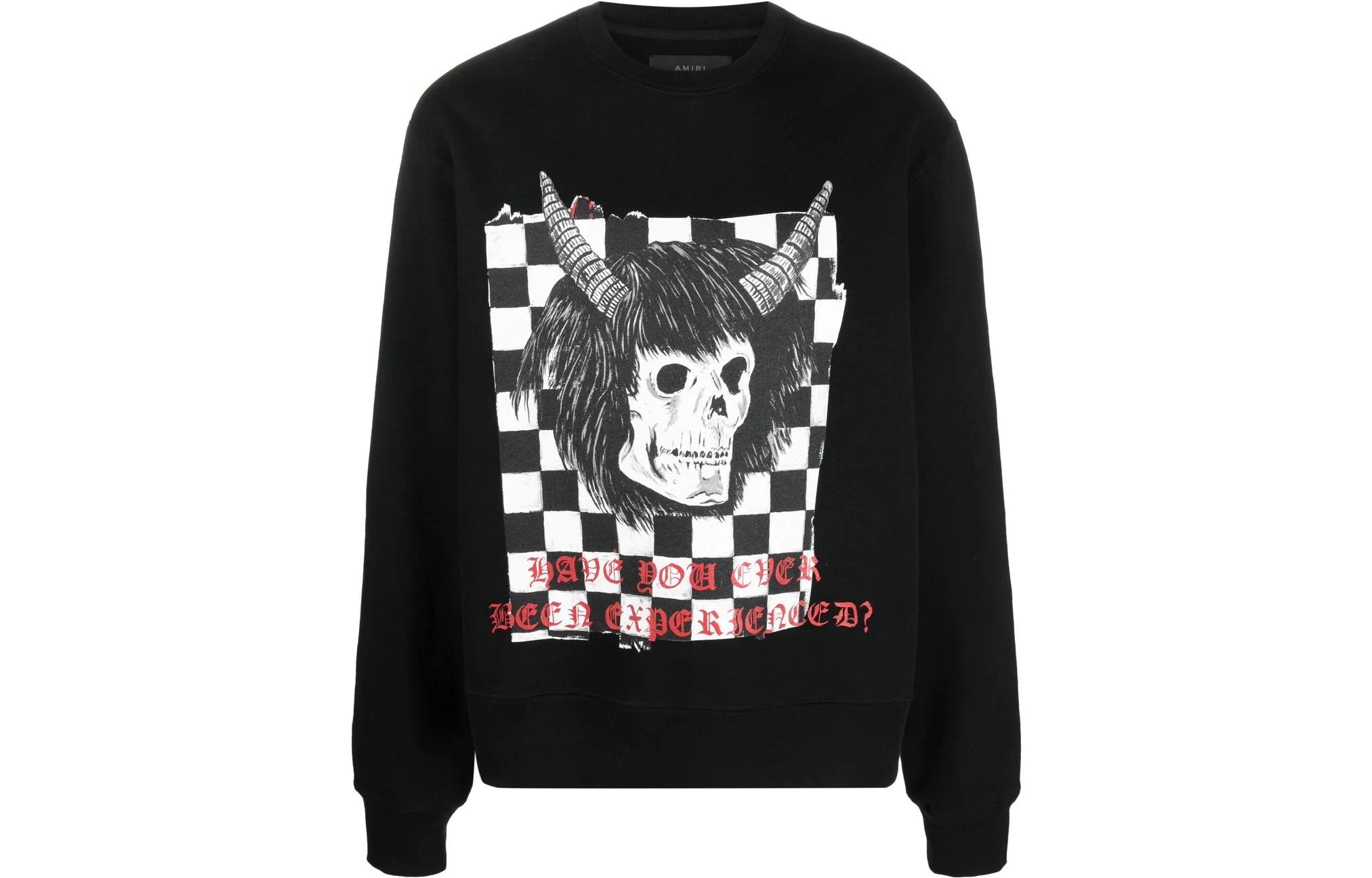 AMIRI FW22 Black Graphic Print Crewneck Long Sleeve Sweatshirt AW22MJG009-001