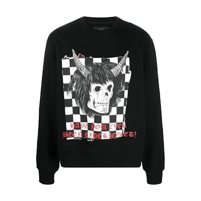 AMIRI FW22 Black Graphic Print Crewneck Long Sleeve Sweatshirt AW22MJG009-001