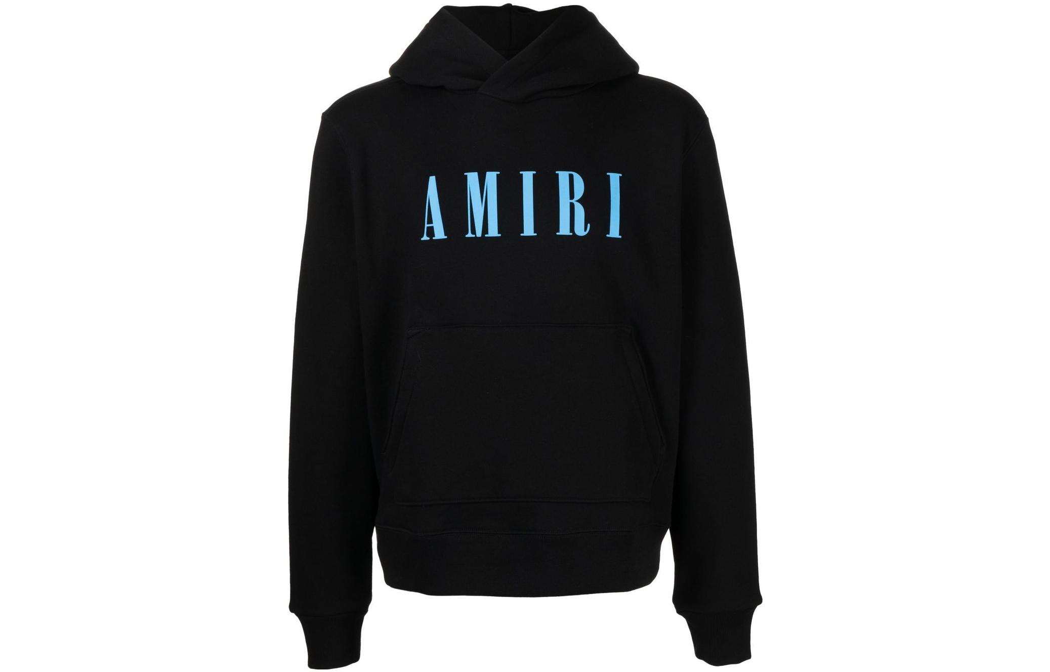 AMIRI FW22 Black Hoodie with Letter Logo Print PS23MJL022-001