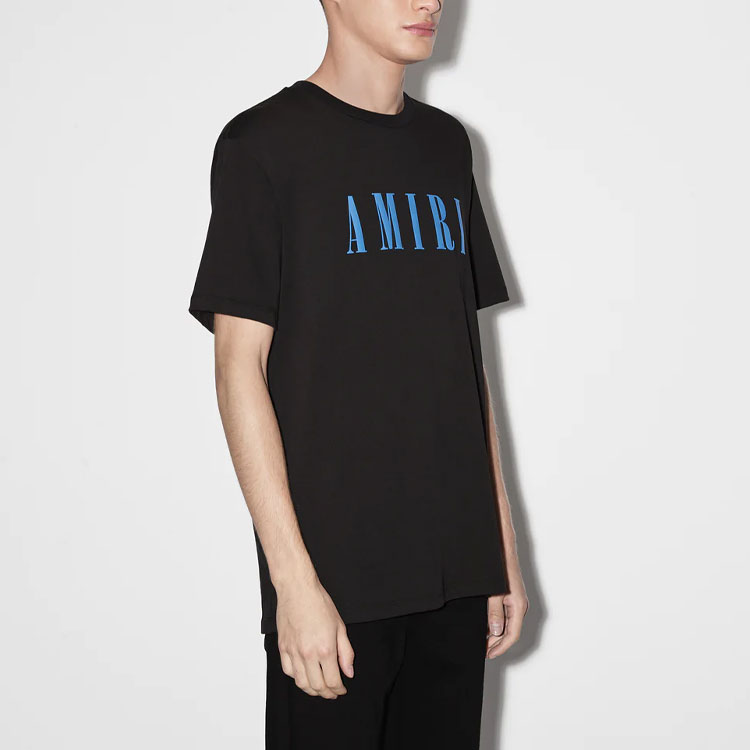 Purchase AMIRI FW22 黑色T恤藍色字母印花休閒短袖T恤 PS23MJL016-001