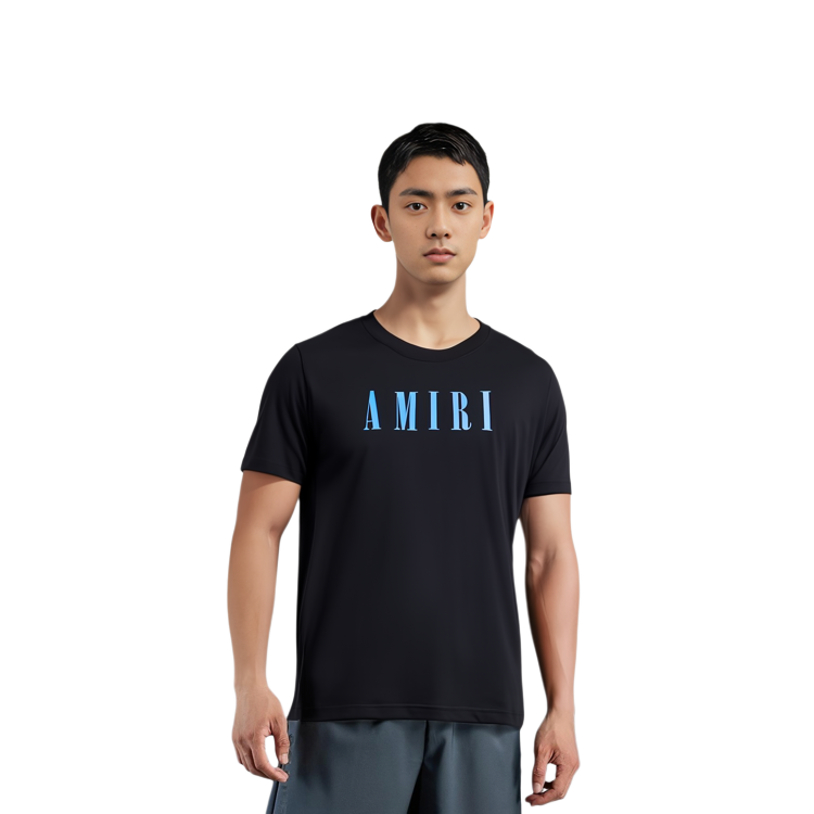 Details for AMIRI FW22 黑色T恤藍色字母印花休閒短袖T恤 PS23MJL016-001