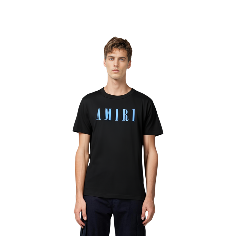 Sizing AMIRI FW22 黑色T恤藍色字母印花休閒短袖T恤 PS23MJL016-001