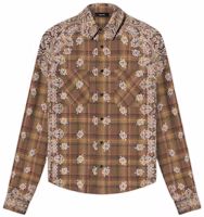 AMIRI FW22 Bleach Bandana Shadow Plaid Long Sleeve Shirt Brown . PF22MSL004-210 AMIRI FW22 Bleach Bandana Shadow Plaid Long Sleeve Shirt Brown . PF22MSL004-210