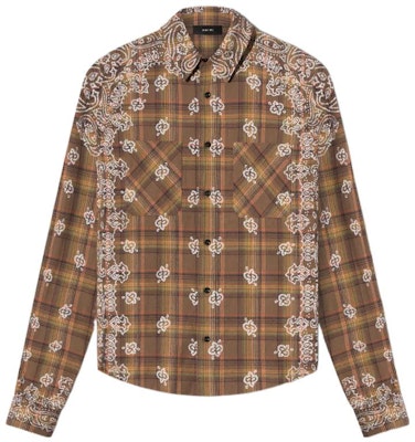AMIRI FW22 Kemeja Lengan Panjang Bandana Bleach Shadow Plaid Coklat. PF22MSL004-210 Buy AMIRI FW22 Kemeja Lengan Panjang Bandana Bleach Shadow Plaid Coklat. PF22MSL004-210