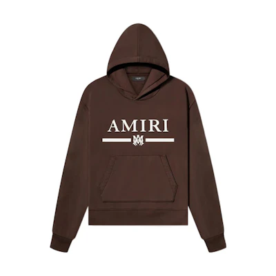 AMIRI FW22 Brown Pullover Hoodie with Letter Print and Large Pocket PS23MJL004-210