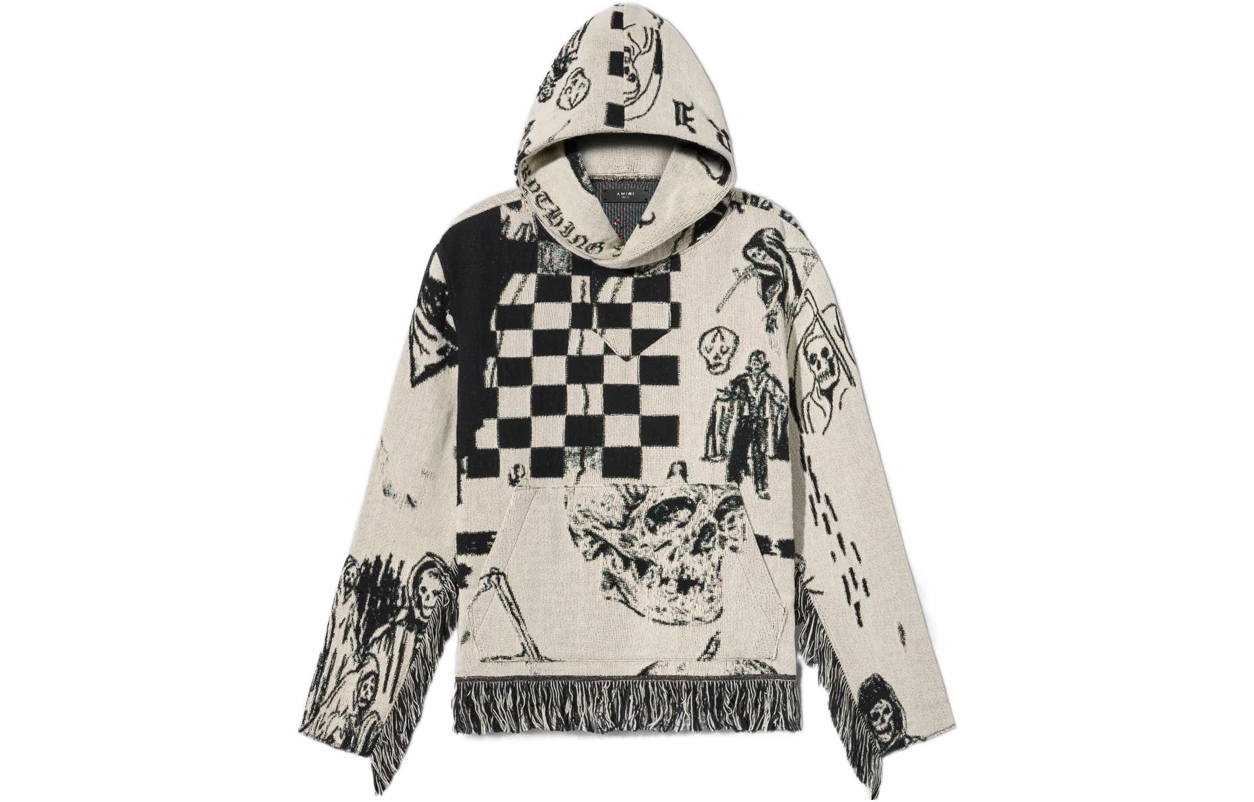 AMIRI FW22 Casual Plaid Print Pullover Hoodie Black/White () AW22MOS009-271