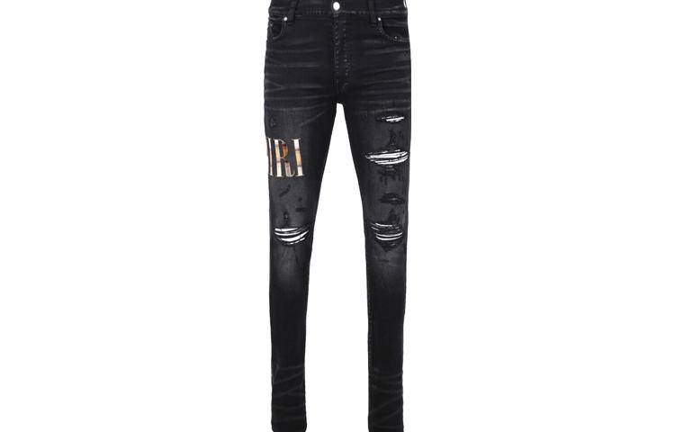 AMIRI FW22 Distressed Logo Skinny Jeans Men Black. AW22MDS016-023